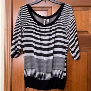 Degrees black white striped top.